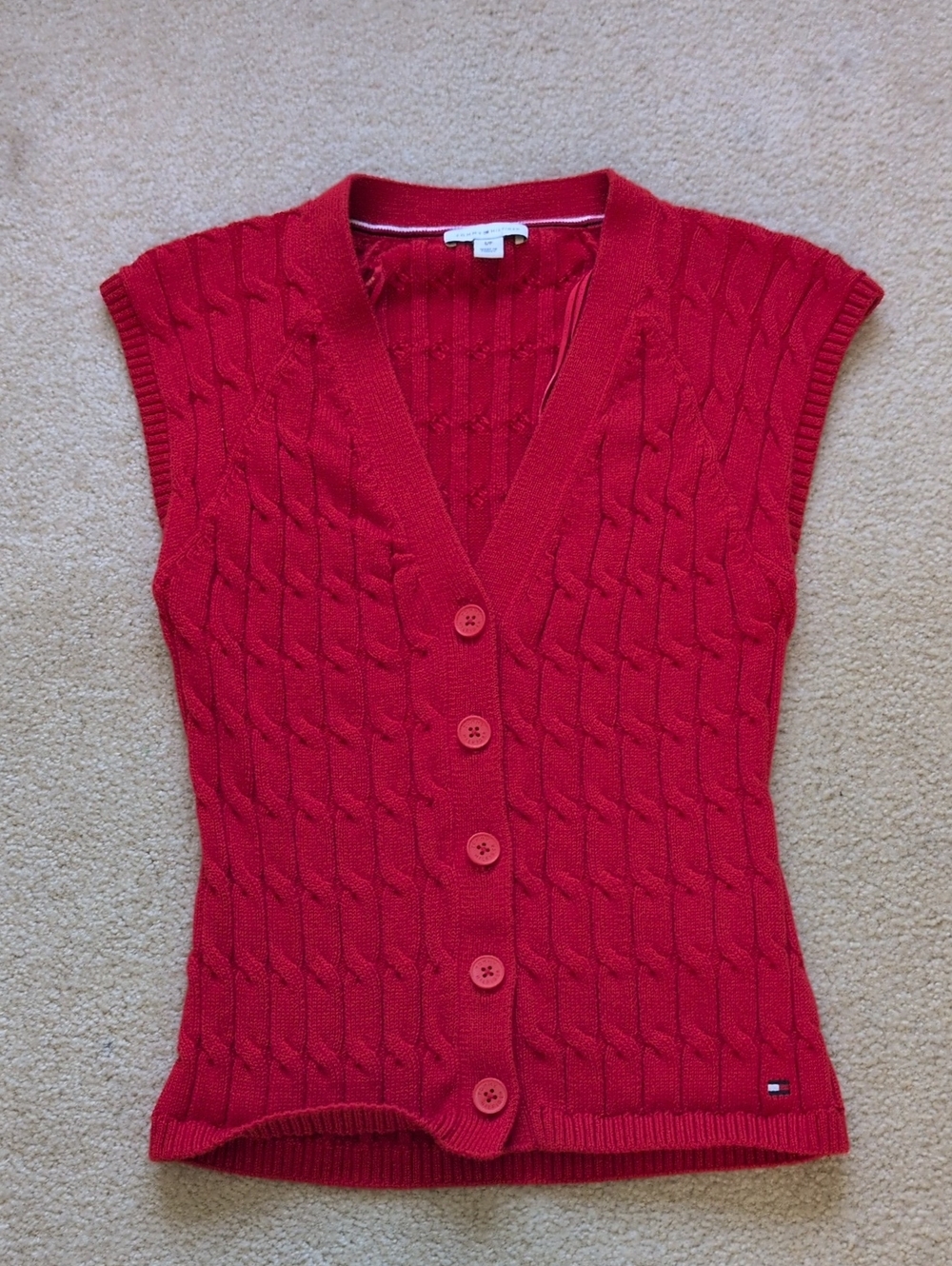 Tommy Hilfiger 100% Cotton Red Sweater Vest